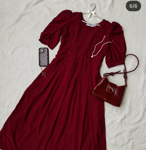 Woman wearing a long flow maxi dress